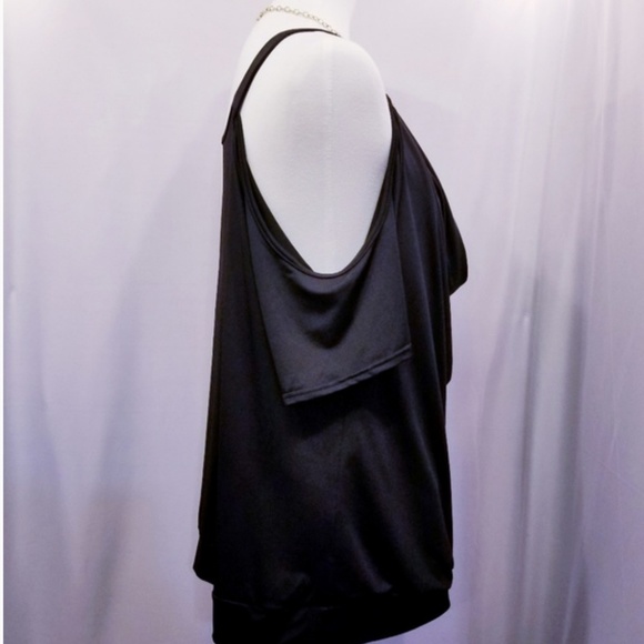 Cold Shoulder Blouse Draped Lace V Neck - Picture 6 of 8